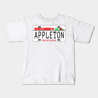 Appleton, WI License Plate Kids T-Shirt